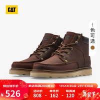 CAT卡特马丁靴男士复古单鞋户外休闲工装靴低靴子 棕色 42