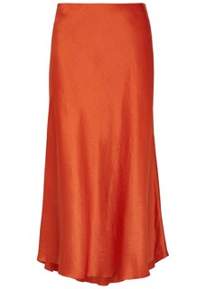 Satin midi slip skirt