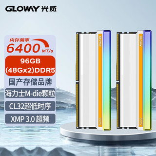 GLOWAY 光威 96GB(48GBx2)套装 DDR5 6400 台式机内存条 神策RGB系列 海力士M-die颗粒 CL32 助力AI