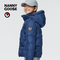 NANNY GOOSE 保姆鹅 儿童羽绒服男童女童短款加厚宝宝连帽设计菱格中大童外套