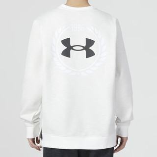 安德玛（Under Armour）秋春卫衣男 24秋季加绒保暖套头衫男针织透气运动服上衣男 1373814-112 M/170