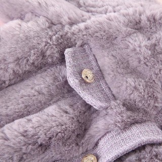 【小香风新年毛毛衣】女童拜年服冬季洋气加厚夹棉紫色仿皮草外套