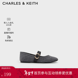 CHARLES & KEITH 金属扣带饰平跟玛丽珍鞋 CK1-70580166