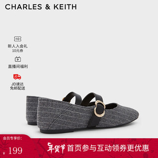 CHARLES&KEITH金属扣带饰平跟玛丽珍鞋子女鞋女士CK1-70580166 Grey灰色 39