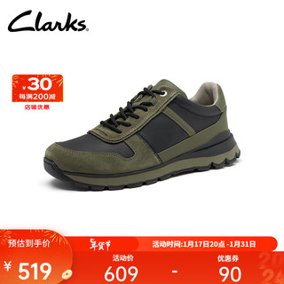Clarks 其乐 跃动系列男士潮流舒适透气轻量缓震休闲运动鞋男 深橄榄绿(建议拍小半码) 43