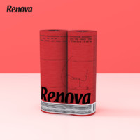 Renova 葡萄牙彩色檀香卷纸有芯家用手纸厕所卫生纸3层6卷 典雅红