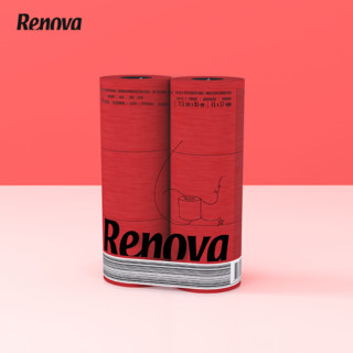 Renova 葡萄牙彩色檀香卷纸有芯家用手纸厕所卫生纸3层6卷 典雅红