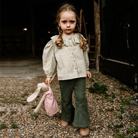 lele jove lelejove北欧风秋冬女宝灯芯绒喇叭牛仔裤复古宫廷风百搭女童裤子