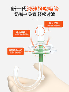 可可萌吸管奶瓶一岁以上2岁3岁大宝宝硅胶ppsu儿童喝奶杯喝水杯