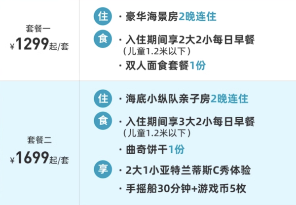 海棠湾一线海景，性价比很高！三亚海棠湾万达嘉华度假酒店 豪华海景房/亲子房 2晚连住（含2大2小早餐+面食套餐等酒店权益）