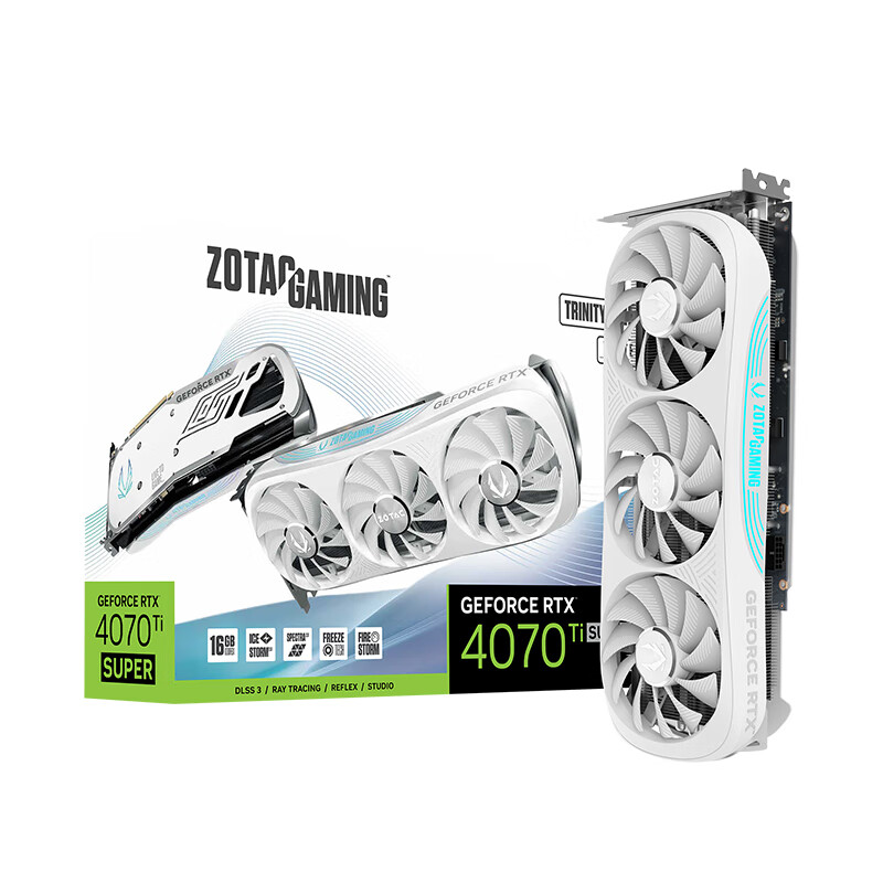 ZOTAC 索泰 GeForce RTX 4070 Ti SUPER TRINITY OC 月白 显卡 16GB