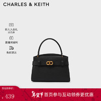 CHARLES & KEITH CHARLES&KEITH;金属扣带凯莉包手提包单肩包包女包女士CK2-50270880 Black黑色 S