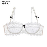 cancymar 品牌二分之一罩杯性感纯欲文胸蕾丝半杯内衣内裤白色纯欲胸罩诱惑 白色单文胸 32/70A/S