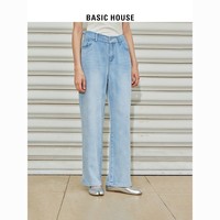 BASICHOUSE 百家好 Basic House/百家好高腰显瘦牛仔裤女2023夏季新款宽松垂感直筒裤