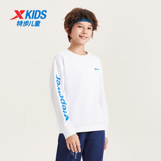 特步（XTEP）儿童童装男女童百搭运动舒适套头卫衣 珍珠白 140cm