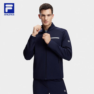 FILA 斐乐男士针织长袖外套冬基础立领运动上衣 RD宝蓝-NV 175/96A/L