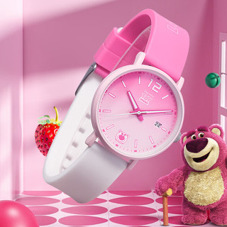 迪士尼（Disney）草莓熊女孩幼儿园小6-12岁儿童手表带防水日期 草莓熊白粉渐变