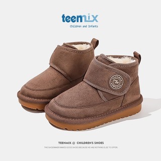 TEENMIX 天美意 儿童雪地靴2023冬季新款加绒大棉靴女童韩版