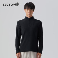 探拓（TECTOP）抓绒衣男户外防风保暖立领柔软舒适  45ZR 经典黑 XL  男款经典黑