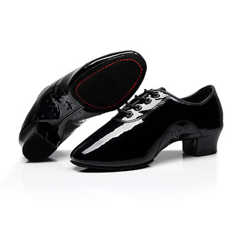 男士拉丁舞鞋软底舞蹈鞋黑色表演比赛跳舞鞋男童国标舞恰恰练功鞋