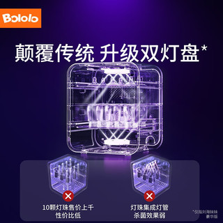 波咯咯（bololo）奶瓶消毒器消毒烘干一体机紫外线消毒柜婴儿LE无汞灯珠宝宝消毒器 豪华升级款-高低温烘干+12颗灯珠