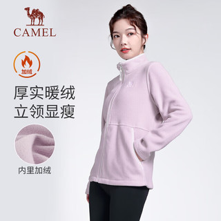 骆驼（CAMEL）瑜伽服加绒加厚运动服外套休闲长袖抓绒衣 Y23CY05017 幻影黑 幻影黑，女 S