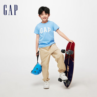 Gap男童春季2024LOGO纯棉短袖T恤套装儿童装404362两件装 米色蓝色组合 150cm(L)亚洲尺码