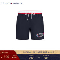 TOMMY HILFIGER24春季男装休闲刺绣撞色抽绳腰沙滩运动短裤UM0UM03287 藏青色DW5 M