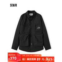 Semir 森马 棉服男2024春季宽松短款棉衣时尚潮流工装外套 黑色90001 185/100A/XXL