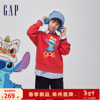 Gap【史迪奇联名】男女童春季2024抓绒卫衣847320运动上衣 红色 160cm(XL)亚洲尺码