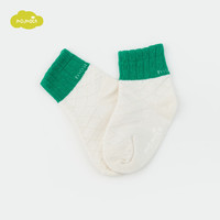 moimoln小云朵童袜秋冬男女宝宝短袜中筒袜可爱撞色儿童袜子 绿色 12cm