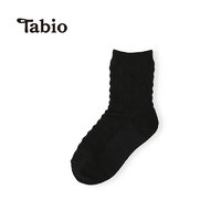 Tabio基础简约纯色绳状纹理透气速干 男童女童日常棉质中筒袜子 黑色 19-21cm