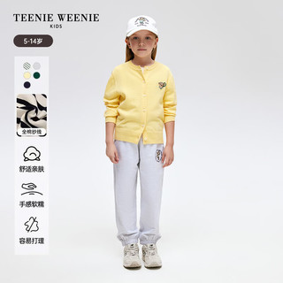 Teenie Weenie Kids小熊童装24早春女童圆领纽扣针织毛衣开衫 撞色 130cm