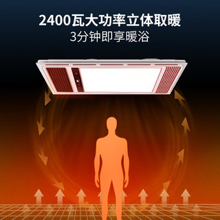 雷士照明（NVC） 多功能风暖浴霸取暖照明卫生间浴室一体暖风机集成吊顶无线开关 【2450W】双核双控浴霸