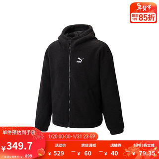 PUMA 彪马 官方 男女同款情侣仿羊羔绒拉链外套 EMB SHERPA 539568 黑色-01 L(180/100A)