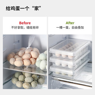 霜山SHIMOYAMA冰箱鸡蛋收纳盒18洞塑料带盖蛋托厨房储物盒食品保鲜盒 鸡蛋收纳保鲜盒-单个装