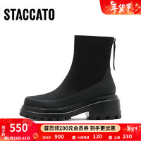 STACCATO 思加图 冬季新款厚底弹力靴瘦瘦靴女靴时尚H8935DD2 黑色（单里） 39