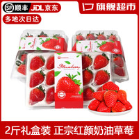 移动端、京东百亿补贴：花蜜果 丹东99红颜奶油草莓新鲜草莓水果礼盒 2斤礼盒装单果15g+