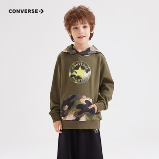 匡威（Converse）匡威儿童装男童连帽卫衣秋季撞色休闲时尚3-14岁长袖迷彩上衣 灰橄榄绿 120/60