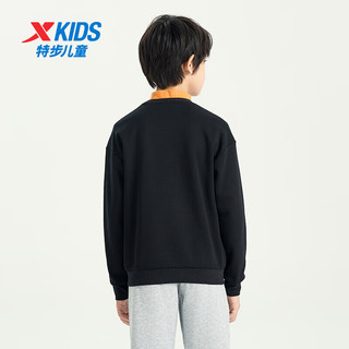 特步（XTEP）儿童童装男女童小中大童百搭简约套头卫衣 正黑色 120cm