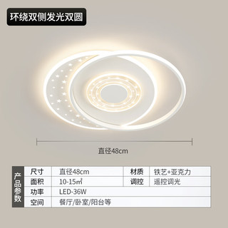 志高客厅大灯led灯具灯饰2023款客厅卧室餐厅灯现代简约广东中山灯具 A：圆φ48*6cm遥控变光36W