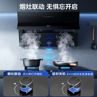 Midea 美的 抽油烟机 家用厨房侧吸式脱排油烟机22大吸力油烟机挥手智控自动清洗吸油烟机CXW-280-JN317