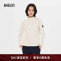 AIGLE【滑雪系列】艾高冬季锁温休闲运动四面弹半拉链抓绒衣女 粉白色 AS372 40(170/92A)