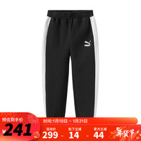 彪马（PUMA）儿童男童女童春季休闲针织长裤运动裤复古洋气裤子 黑色90001 150cm