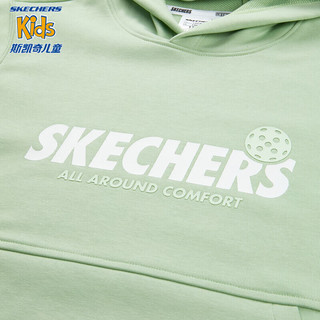 Skechers斯凯奇男女童针织连帽卫衣春秋季大口袋儿童运动上衣P124K022 烟绿色/0312 170