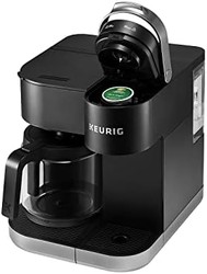 Keurig K-Duo 咖啡机,单份和 12 杯玻璃瓶滴滤咖啡机,兼容 K-Cup 胶囊和研磨咖啡,黑色 需配变压器