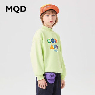 MQD童装男大童23冬趣味百搭字母加绒卫衣 荧光绿 120cm