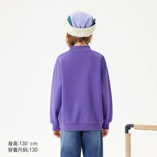MQD童装男大童23冬基础百搭卡通加绒半高领卫衣 紫色 150cm