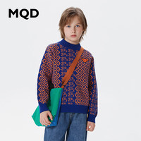 马骑顿 MQD童装男大童23冬满版休闲半高领针织衫 宝蓝 120cm