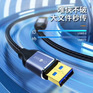 秋叶原 双头USB3.0公对公数据线 移动硬盘盒高速传输连接线 笔记本接散热器机顶盒延长线 0.5米 QS590T0D5